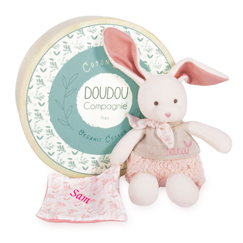  - botanic - plush with comforter organic pink rabbit 22 cm 